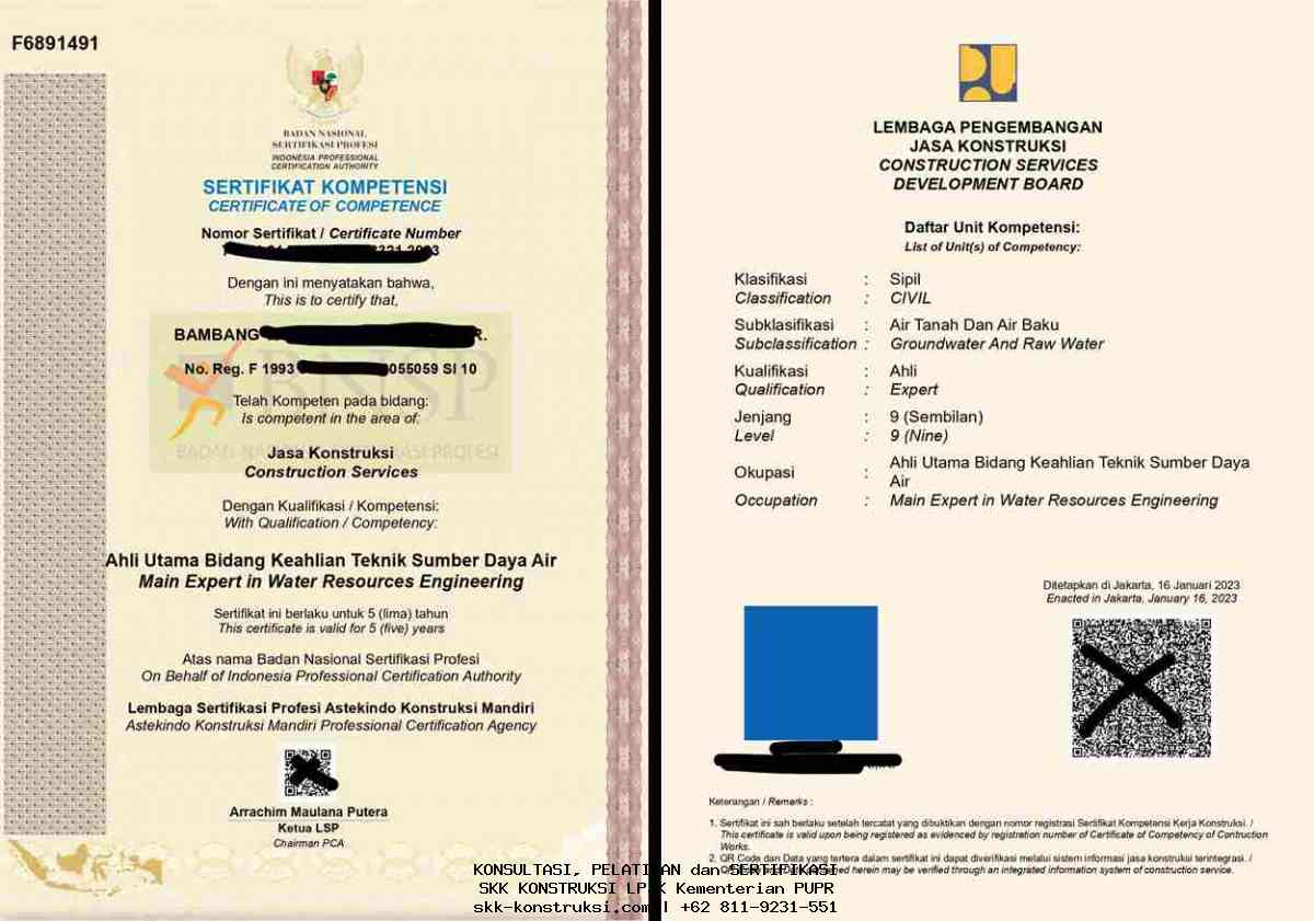 Sertifikat Kompetensi Kerja SKK Konstruksi Jenjang 2025